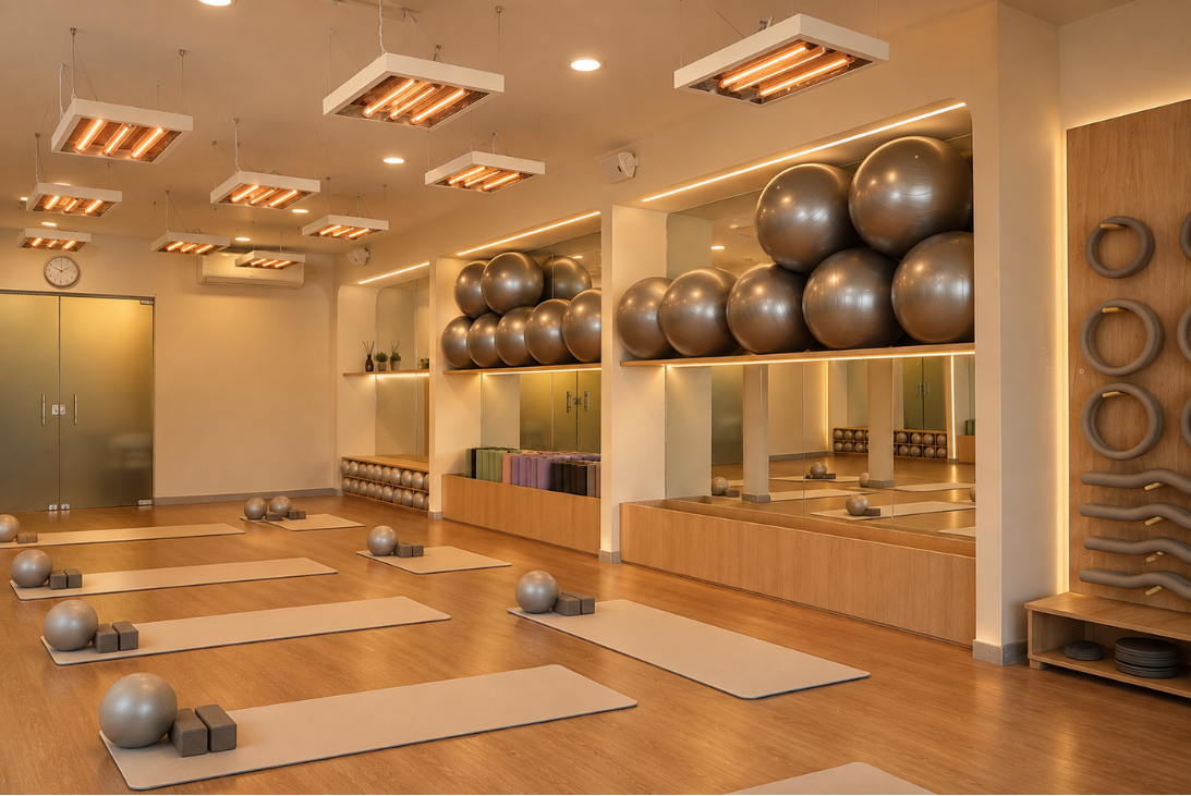 Sala de entrenamiento con calefactores infrarrojos
